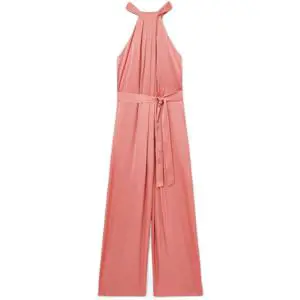 REISS ROSIN Satin Wide Leg Draped Jumpsuit